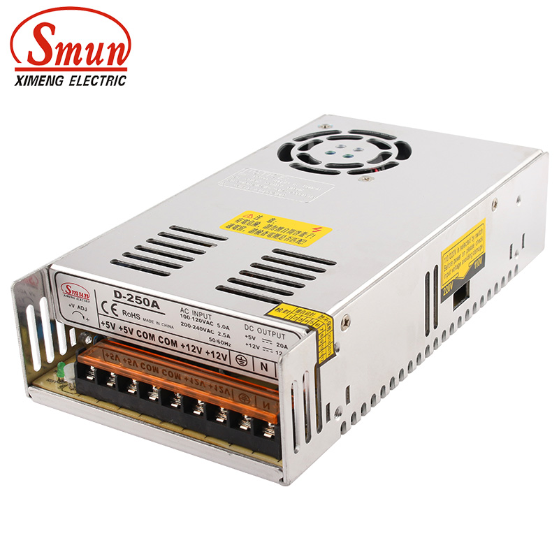SMUN D-250A 250 Вт 5В 12В двой – обзор и цена Smps Power Supply